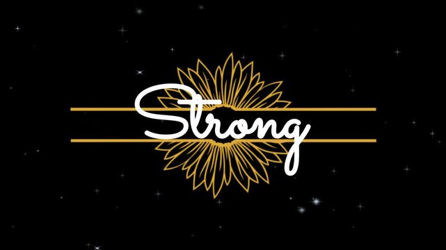 A strong motivational quote with a flower design on a black background