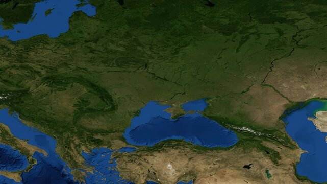 Satellite Zoom Animation From World Map To Sumy Ukraine Location