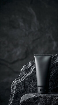 Men's Grooming Charcoal Cleanser Tube on Dark Slate