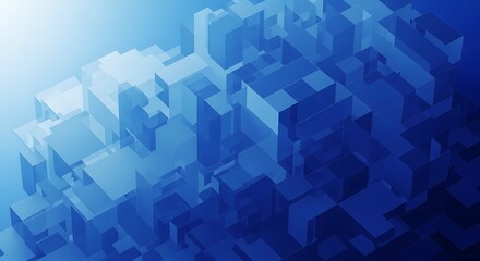 Fototapeta premium Abstract 3D Render of Blue Geometric Shapes Creating a Futuristic Cityscape with a Modern and Innovative Mood