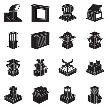 Green building ventilation shaft icon grid