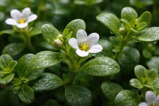 Close up of Bacopa monnieri plant specimen for scientific study