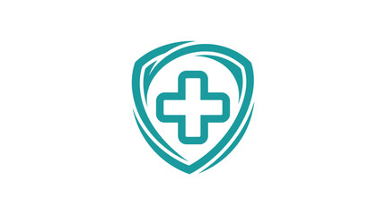 Obraz premium Medical Cross Shield Logo on White Background