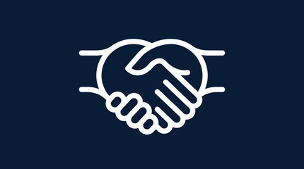 Fototapeta premium Handshake Forming Heart Symbol on Dark Blue Background