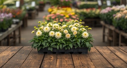 Naklejka premium Dahlia and other flower cuttings sold as young plants during planting season