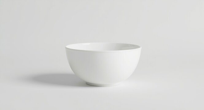 Modern kitchenware white plastic bowl presented on a plain minimalist background focusing on functionality