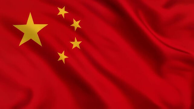 China national flag waving smoothly overseas.