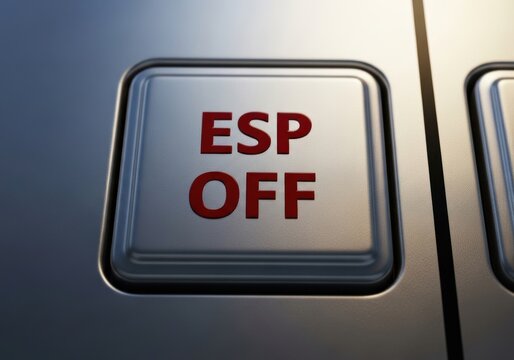 Close up of a car button with esp off text