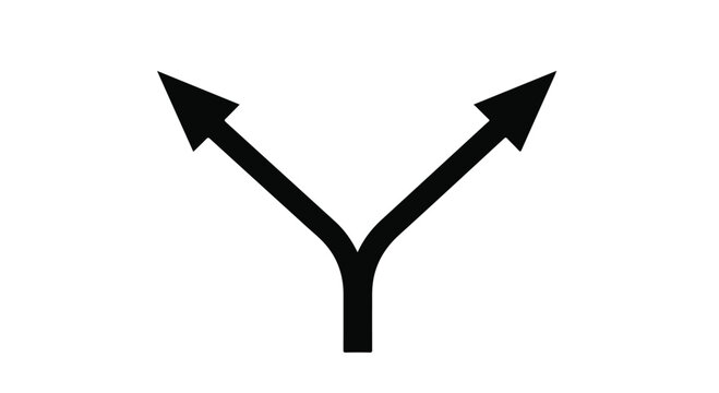 Two diverging arrows pointing in opposite directions, symbolizing choice and different paths.