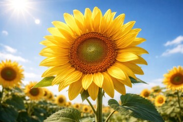 Obraz premium radiant sunflower blooming under a clear blue sky