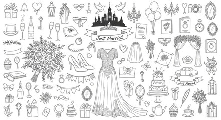 Obraz premium Collection of Hand-Drawn Decorative Elements and Ornaments.