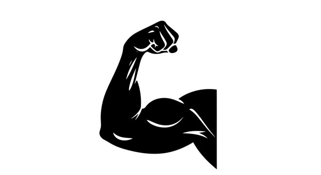 A flexed arm silhouette against a plain white background.