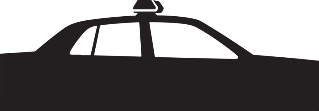 Taxi, cab, vehicle, silhouette, icon, black, white background, transportation