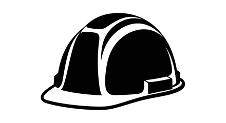 Fototapeta premium A simple black and white illustration of a hard hat on a white background.