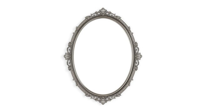 White plain background with a decorative oval picture frame