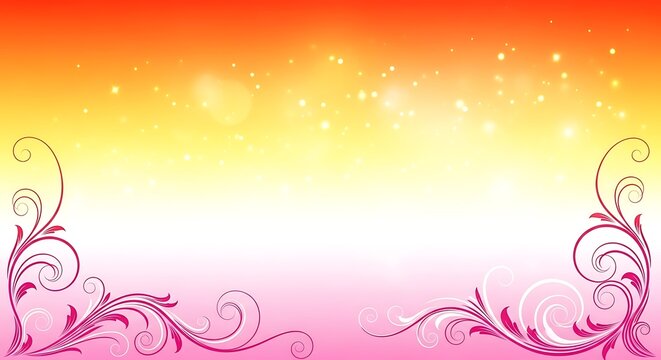 A vibrant lesbian pride flag background featuring elegant floral corner flourishes and gradients illustration