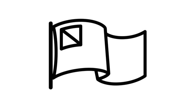 A simple line drawing of a flag with a geometric shape on a white background.