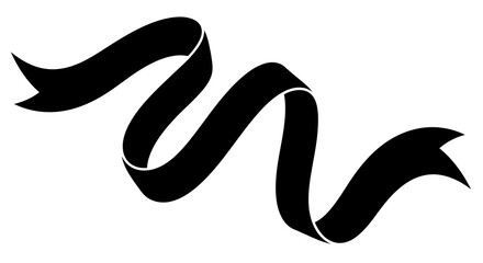 Obraz premium A black ribbon curled and twisted in a wavy pattern on a white background.