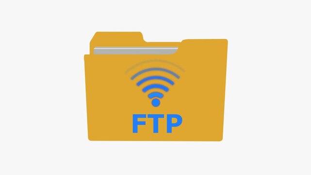 FTP Folder Data Transfer Animation Wireless File Sharing Network Icon Loop.