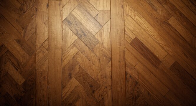 Wooden floor backdrop highlighting a distinct herringbone pattern with natural hues