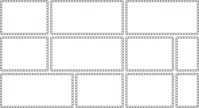 Chain link frame template on transparent background vector graphic