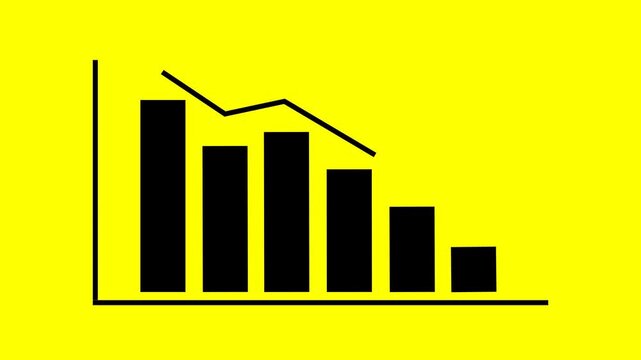 Downward trend statistical graph animation, stock market decline, financial loss, negative business growth, economic recession concept, 4K motion graphic.