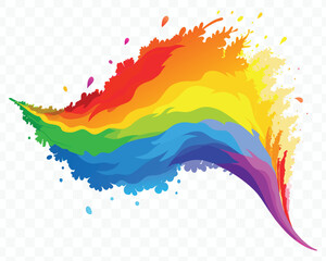 Obraz premium abstract colorful rainbow holi paint explosion isolated on transparent background 
