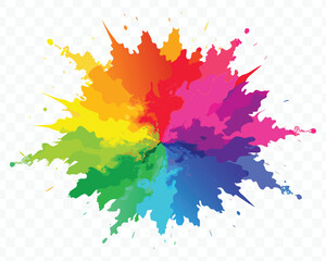 Obraz premium abstract colorful rainbow holi paint explosion isolated on transparent background 