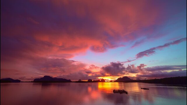 Cyberpunk color trend popular background. 
Timelapse nature Beautiful motion blur of Light Sunset or sunrise
 colorful Dramatic majestic scenery Sky with Amazing clouds 