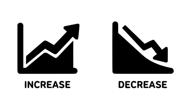 A vector graphic illustration of increase and decrease icons in a modern flat design style