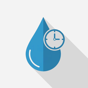 Water Droplet with Clock Icon.