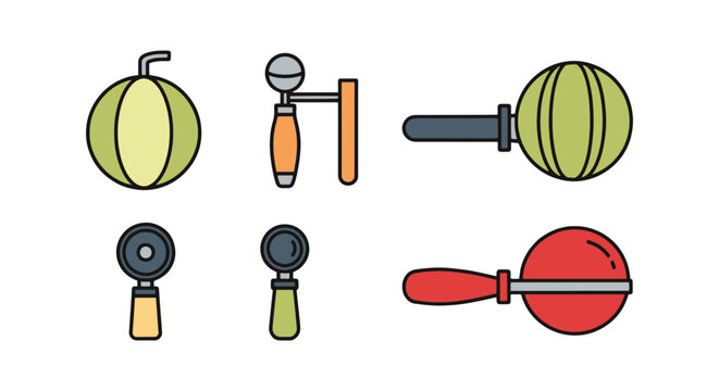 Melon Baller Line art vector modern color shapes illustration