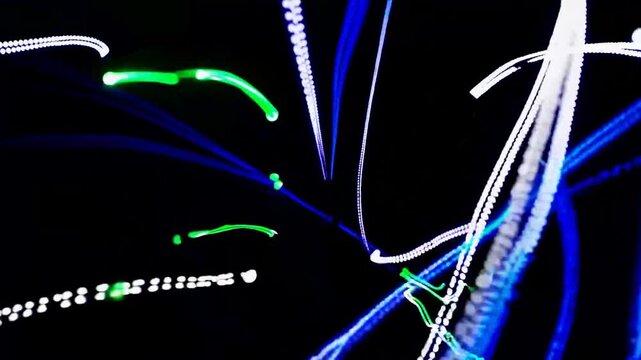 An abstract animated video of many colorful scribble lines moving quickly, creating energetic motion, vibrant tones, and a lively modern artistic background effect.