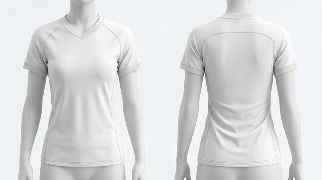 Blank white athletic shirt mockup for women, ideal for female soccer player team uniform design
