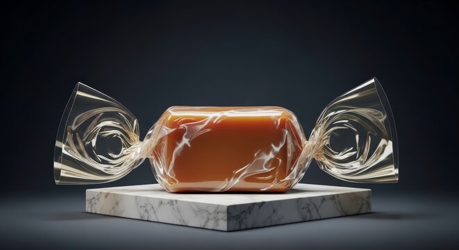Soap Bar Wrapped in Plastic Film.