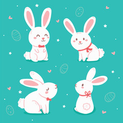 Fototapeta premium vector illustration of easter rabbits
