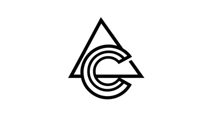 Fototapeta premium Abstract geometric logo design with triangle and curved elements on white