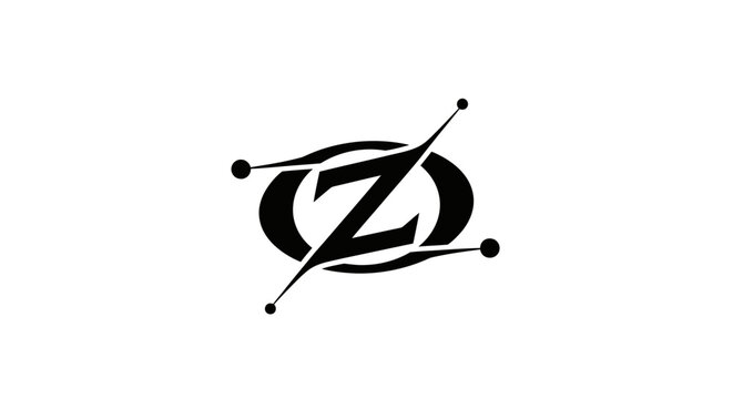 Abstract geometric design with stylized letter z inside oval frame