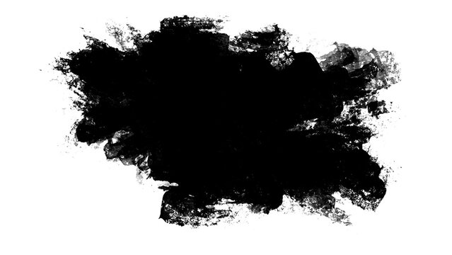 Rough black ink splatter cloud shape on white