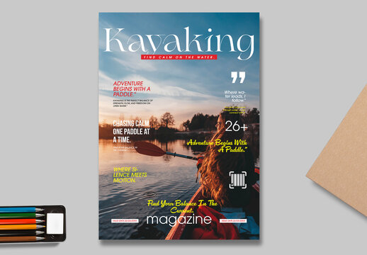 Kayaking Adventure Magazine Cover Template