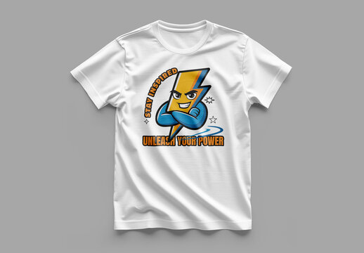 Motivational Lightning Bolt Cartoon Character T Shirt Design