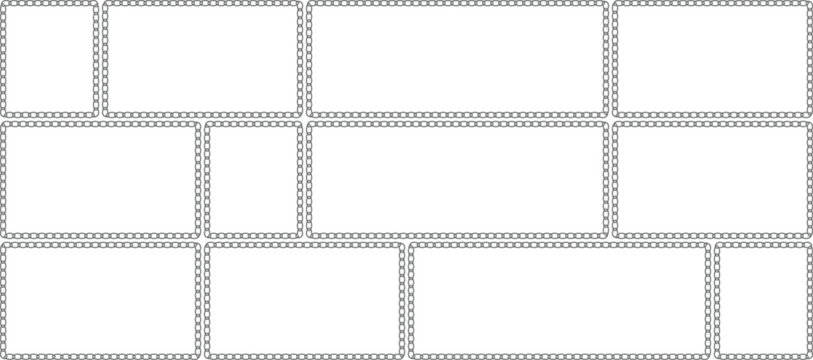 Vector chain link frame border on transparent background for photo collage