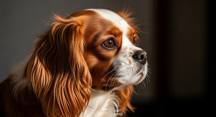 Naklejka premium Cavalier King Charles Spaniel dog portrait.