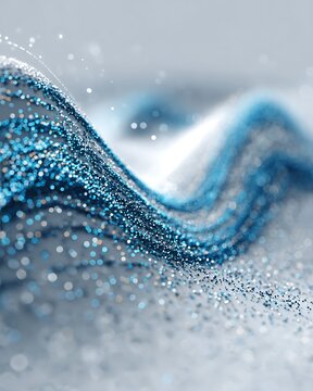 trend detection finance concept, premium abstract market data waves, luminous blue signal particles flowing along curved graph lines