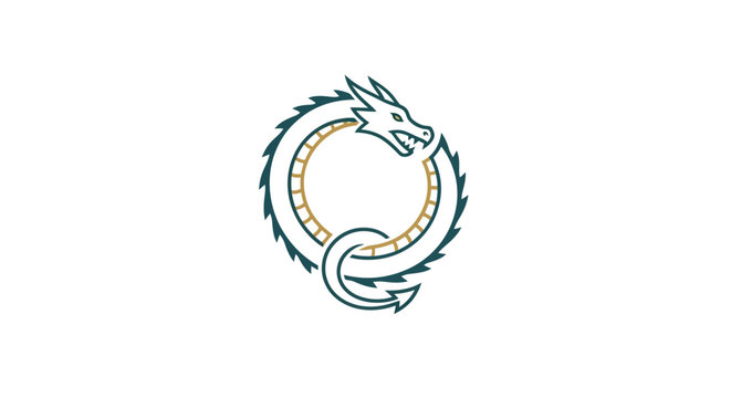 a dragon curled up in a circle.