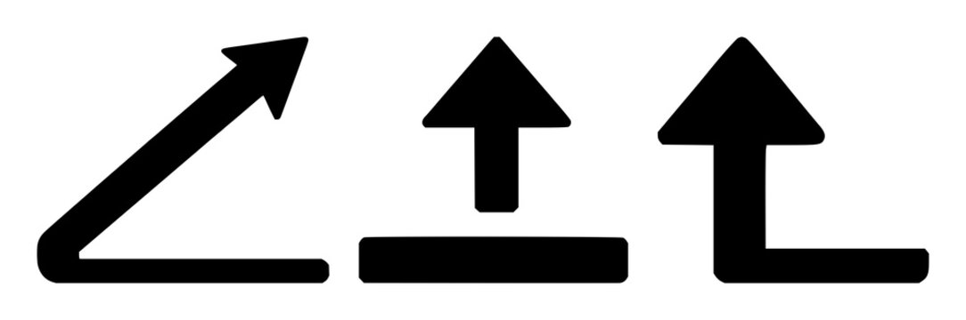 Upload arrow icon set with solid black symbol on white background featuring arrow design, upload symbol, loading graphics with vector and illustration