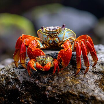 red crab on a rock