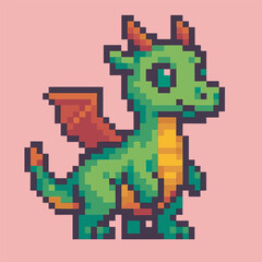 Obraz premium cute dragon with pixel art style, eps 10 illustration