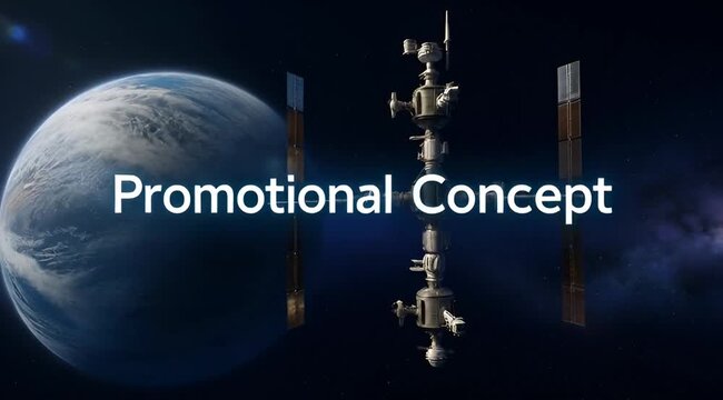 High quality 4k hd professional commercial stock image of a satellite orbiting Earth for marketing and template use