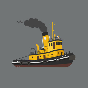 Vintage Yellow Tug Boat Vessel.